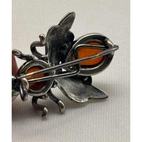 Vintage Sterling Silver .925 and Amber Bee Pin or Brooch, Marked "925" Unsigned~ - Picture 11 of 13